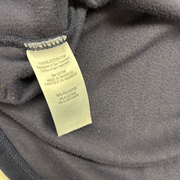 Tea Collection Navy Blue Velour Long Sleeve Top Size 8 VGUC - Picture 3 of 4